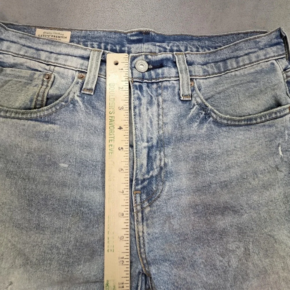 Levis Premium 502 Jeans Mens Selvedge Light Wash‎ Blue Paint Splatter Fits 31x30